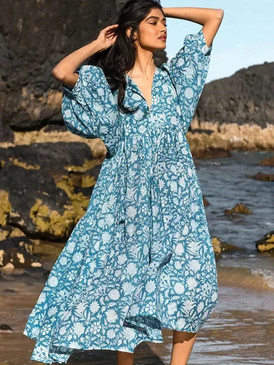 Vrouwelijke Jurk met Halve Mouwen Zomerjurk Casual Stijl