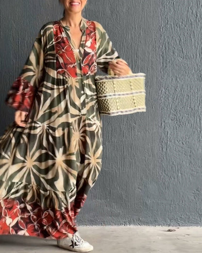 Loose fit bedrukte vakantiejurk in de kleur Groen voor dames in stijl ideaal voor de lente.