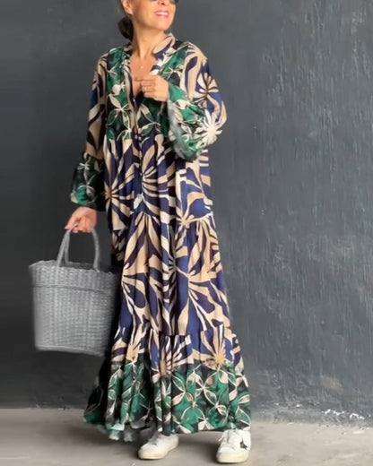 Loose fit bedrukte vakantiejurk in de kleur Groen voor dames in stijl ideaal voor de lente.