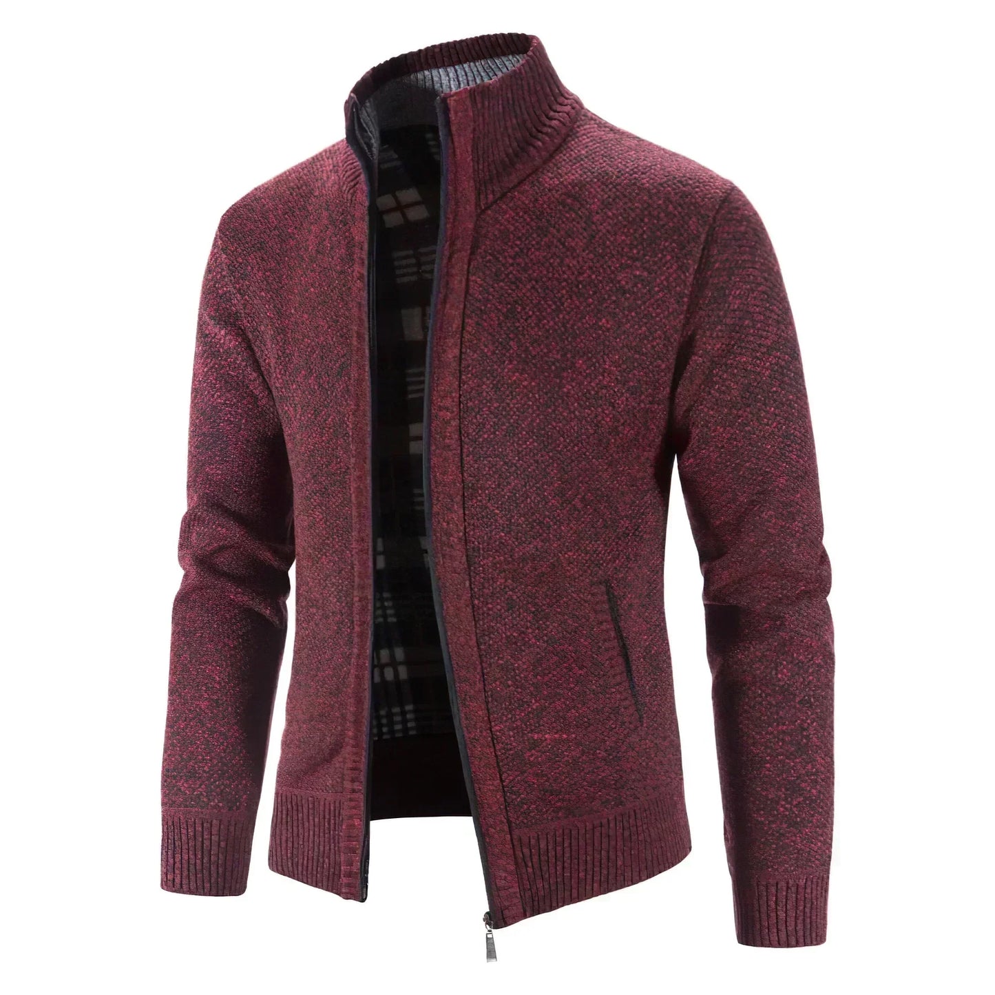 Heren Grofgebreid Vest met Rits