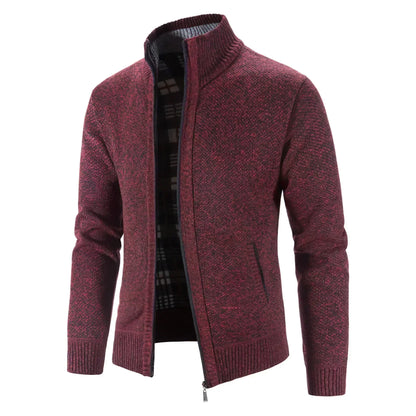 Heren Grofgebreid Vest met Rits