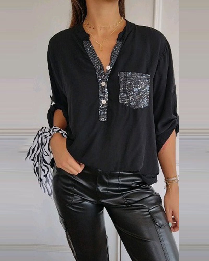 Blouse met Pailetten Feestelijk Glitter - Mode Vibes
