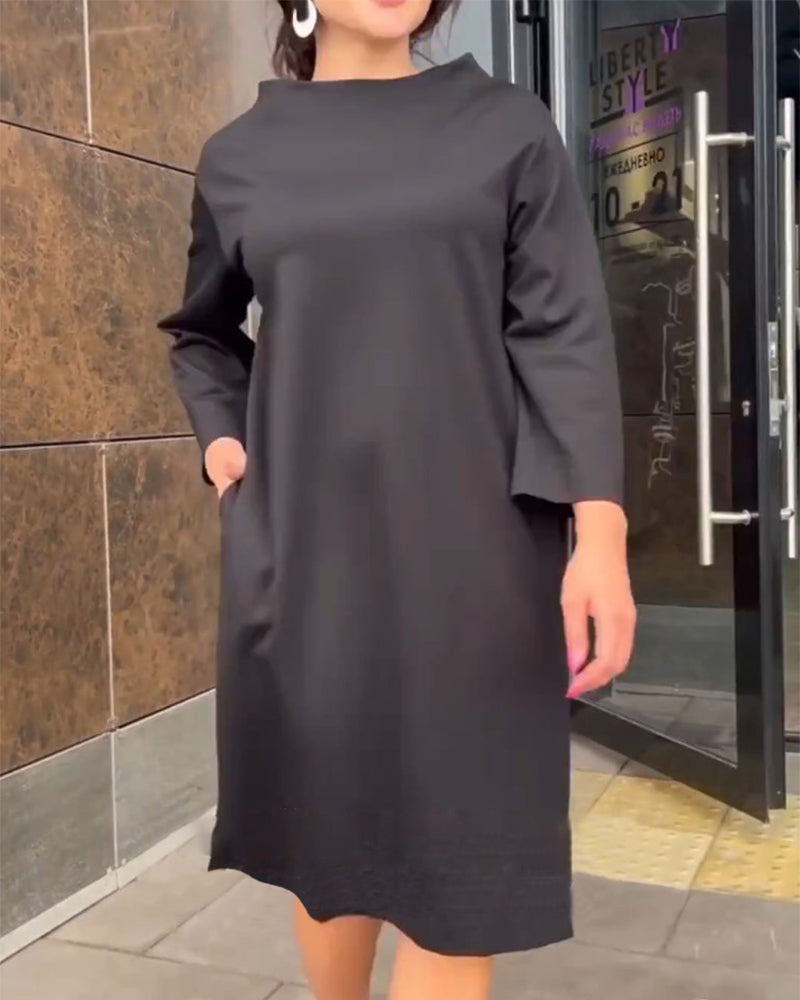 Effen Jurk Losvallend Elegante Vrouwenjurk - Mode Vibes