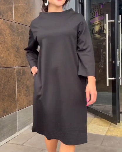 Effen Jurk Losvallend Elegante Vrouwenjurk - Mode Vibes