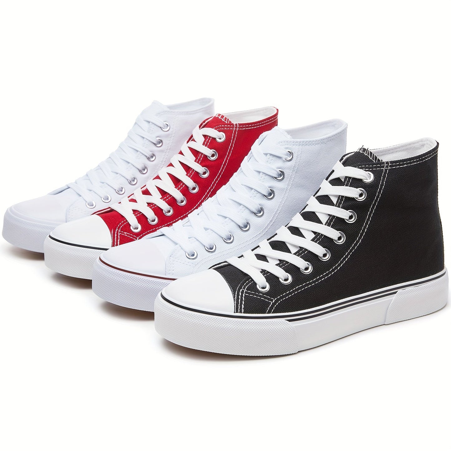 Lotte Canvas Sneakers Effen Kleur Rubberen Zool - Mode Vibes