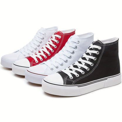 Lotte Canvas Sneakers Effen Kleur Rubberen Zool - Mode Vibes