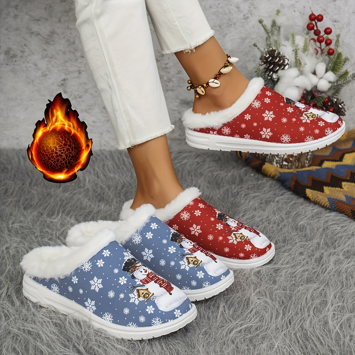 Kerstsloffen Dames Warme Pluche Kerstman Pantoffels - Mode Vibes