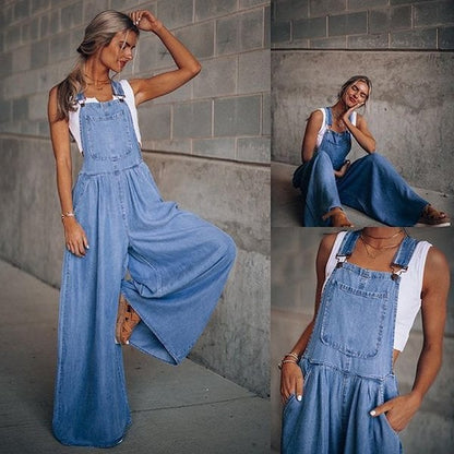 Dames Jumpsuit Denim Blauw Comfortabel - Mode Vibes