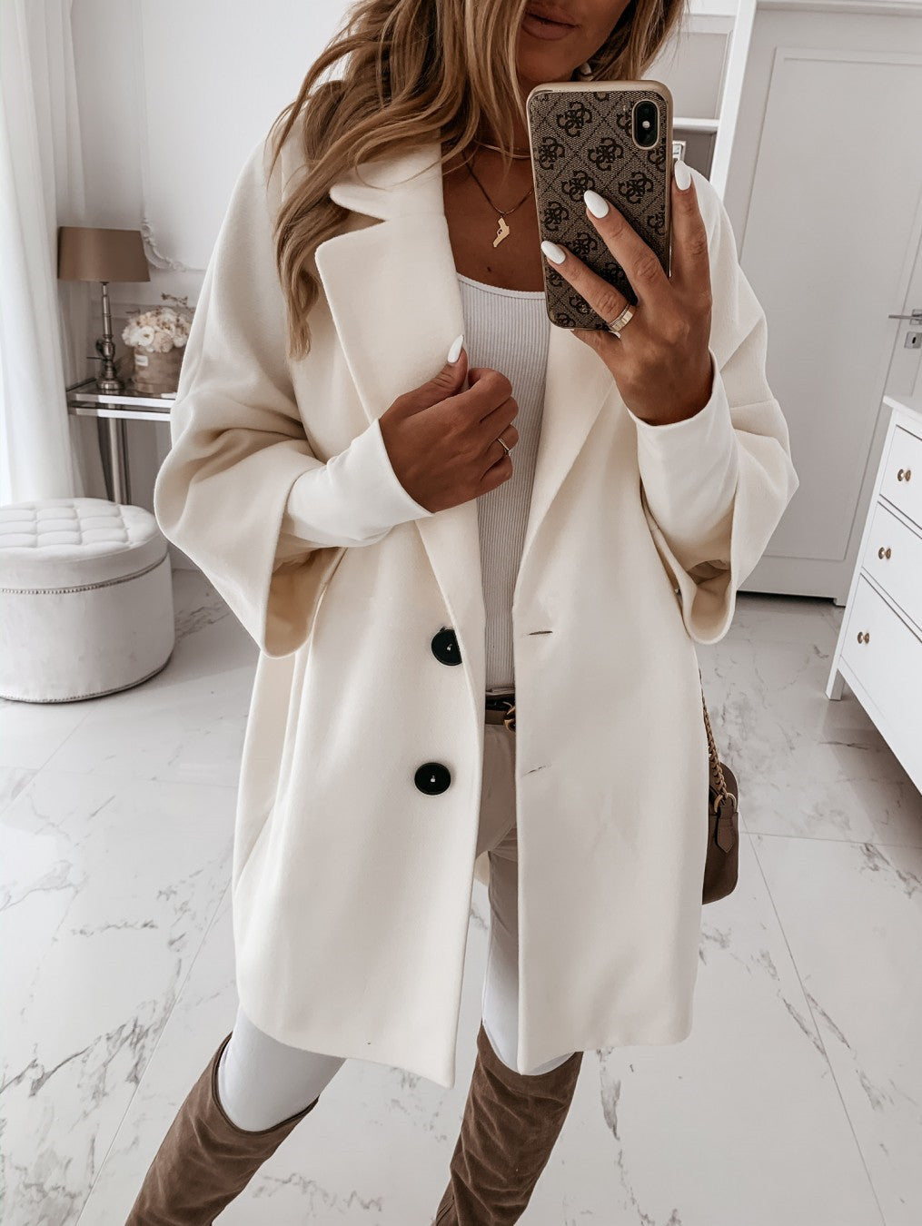 Dames Mantel Katoen 3/4 Mouw Zwart Casual - Mode Vibes