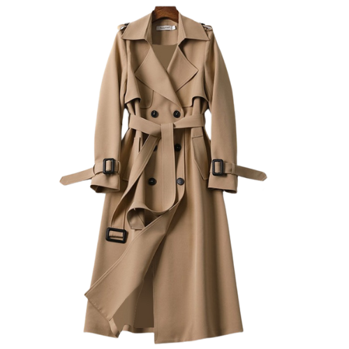Dames Jas Lange Dubbele Knopen Elegante Stijl - Mode Vibes