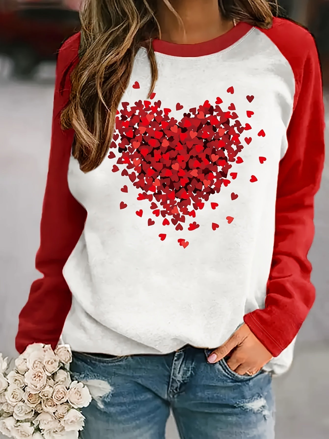 Lotte Sweatshirt Hartjesprint Ronde Hals Casual - Mode Vibes