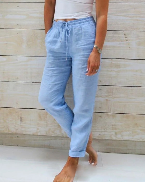 Linnen Broek Comfortabel Zomermodel voor Vrouw - Mode Vibes