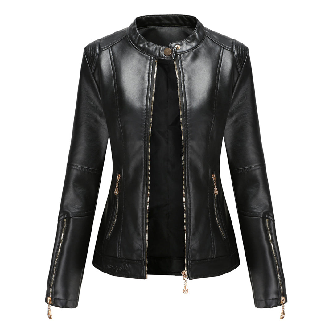 Lotte | Stijlvolle leren jas in de kleur Zwart voor dames in stijl ideaal voor de herfst.