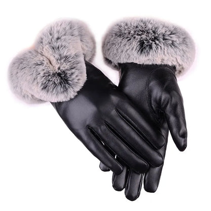 Lotte | Stijlvolle & warme leren handschoenen in de kleur Zwart voor dames in Lounge stijl ideaal voor de winter