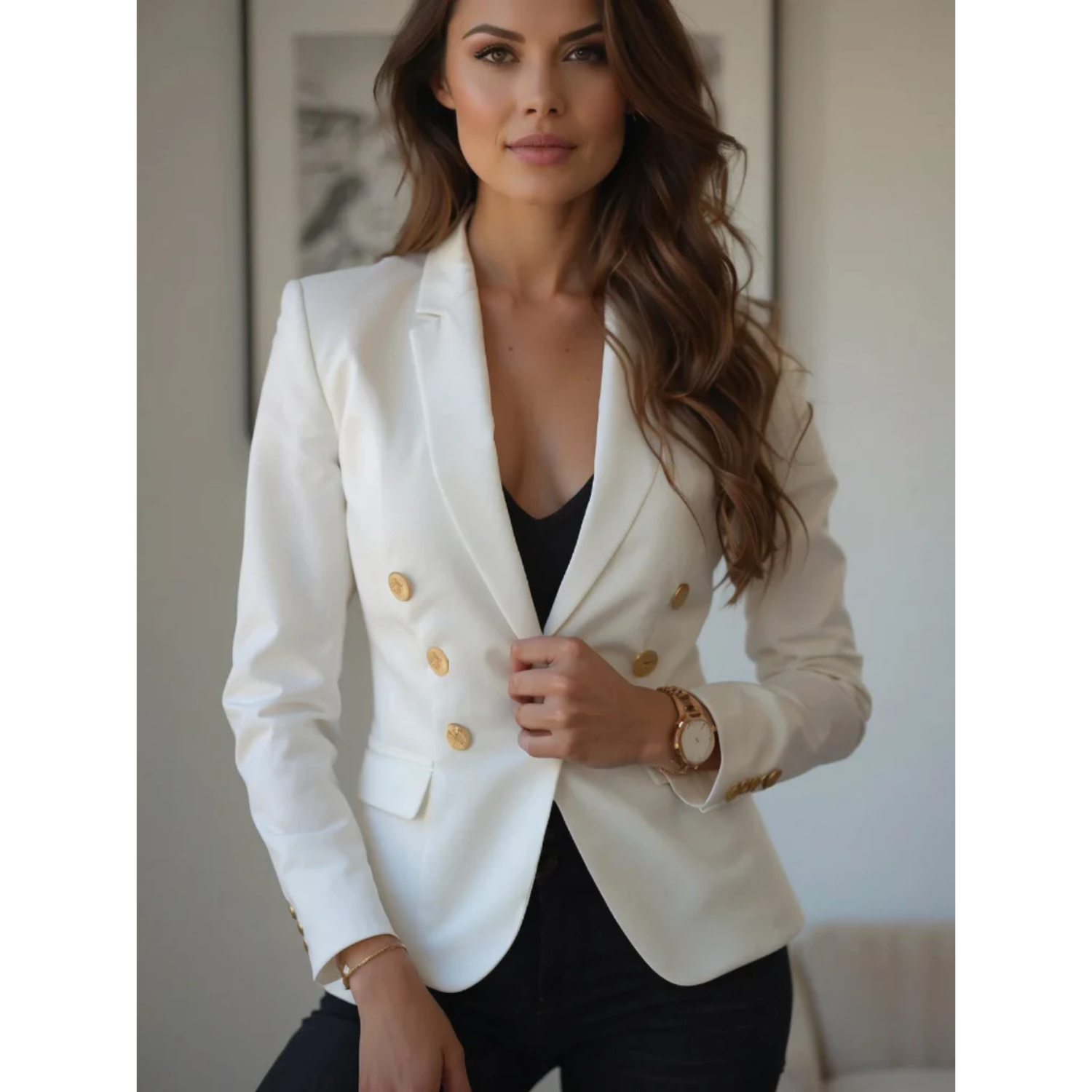 Dames Blazer Katoen Comfortabel Met Knopen - Mode Vibes