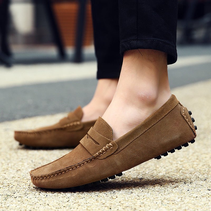 Mannen Loafers Italiaans Suede Leer Zwart Slipvrij - Mode Vibes