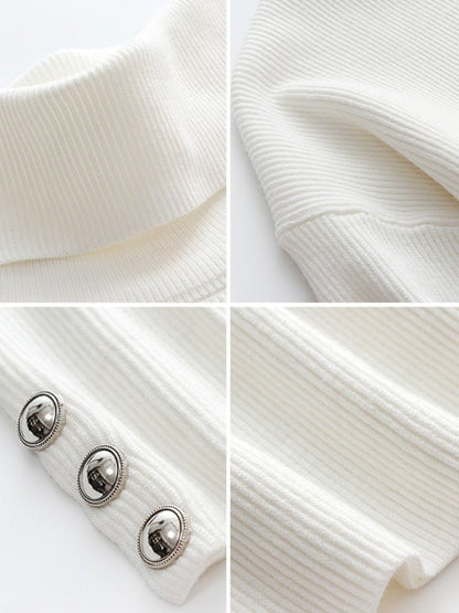 Lulu | Elegante trendy trui met hoge kraag in de kleur Wit voor dames in Casual stijl ideaal voor de herfst.