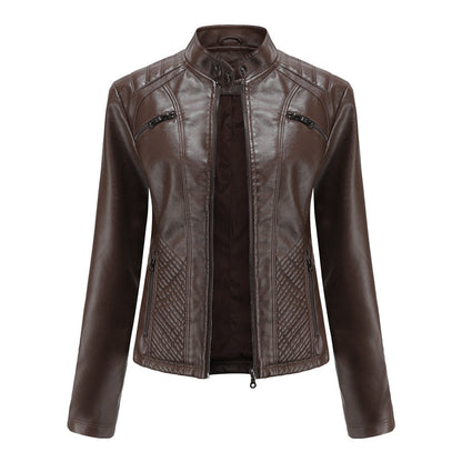 Luna | Verfijnd leren jack voor dames in de kleur Koffie voor dames in stijl ideaal voor de herfst.