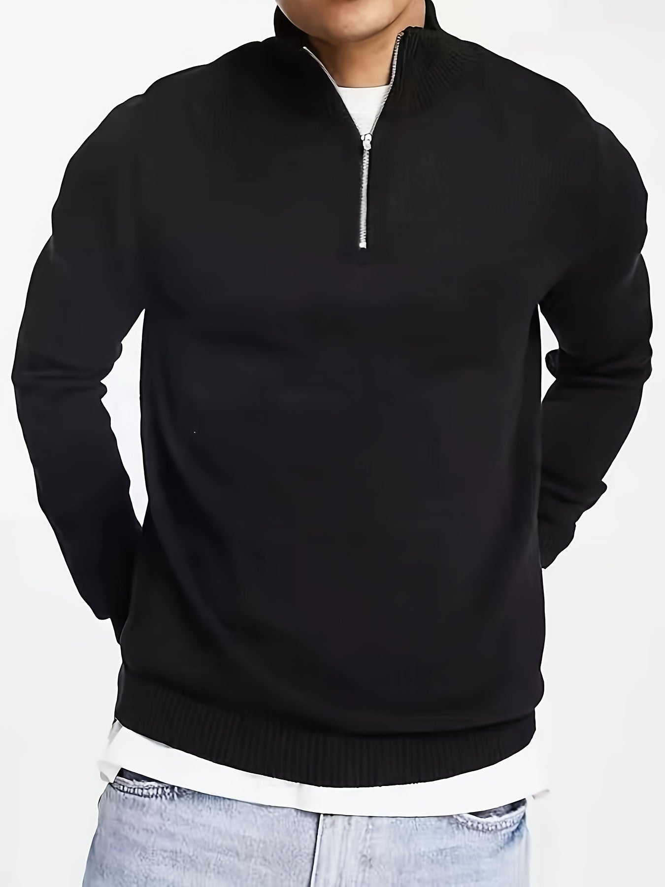 Mannen Trui Halve Rits Col Casual Stijl - Mode Vibes