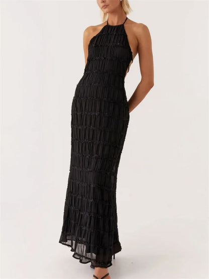 Dames Halterjurk Elegant Met Open Rug