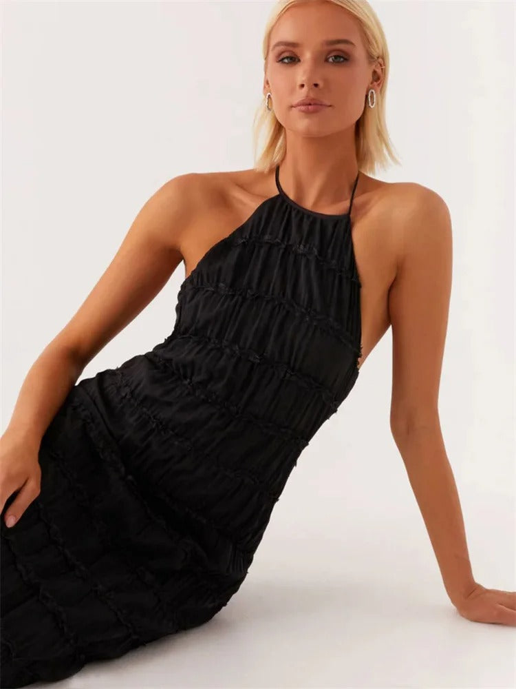Dames Halterjurk Elegant Met Open Rug