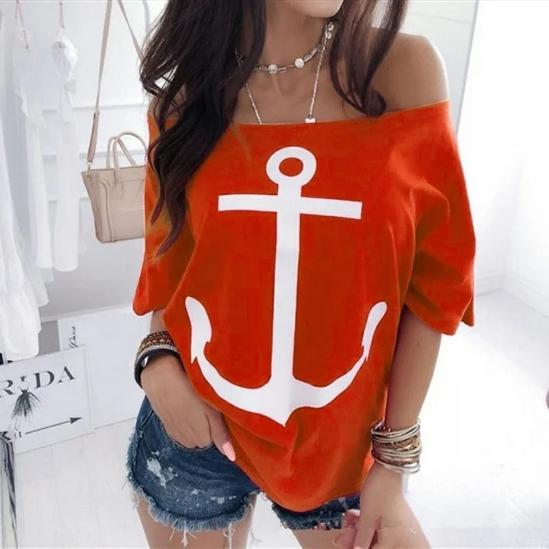 Vrouwelijk Los Shirt Een Schouder Trendy - Mode Vibes