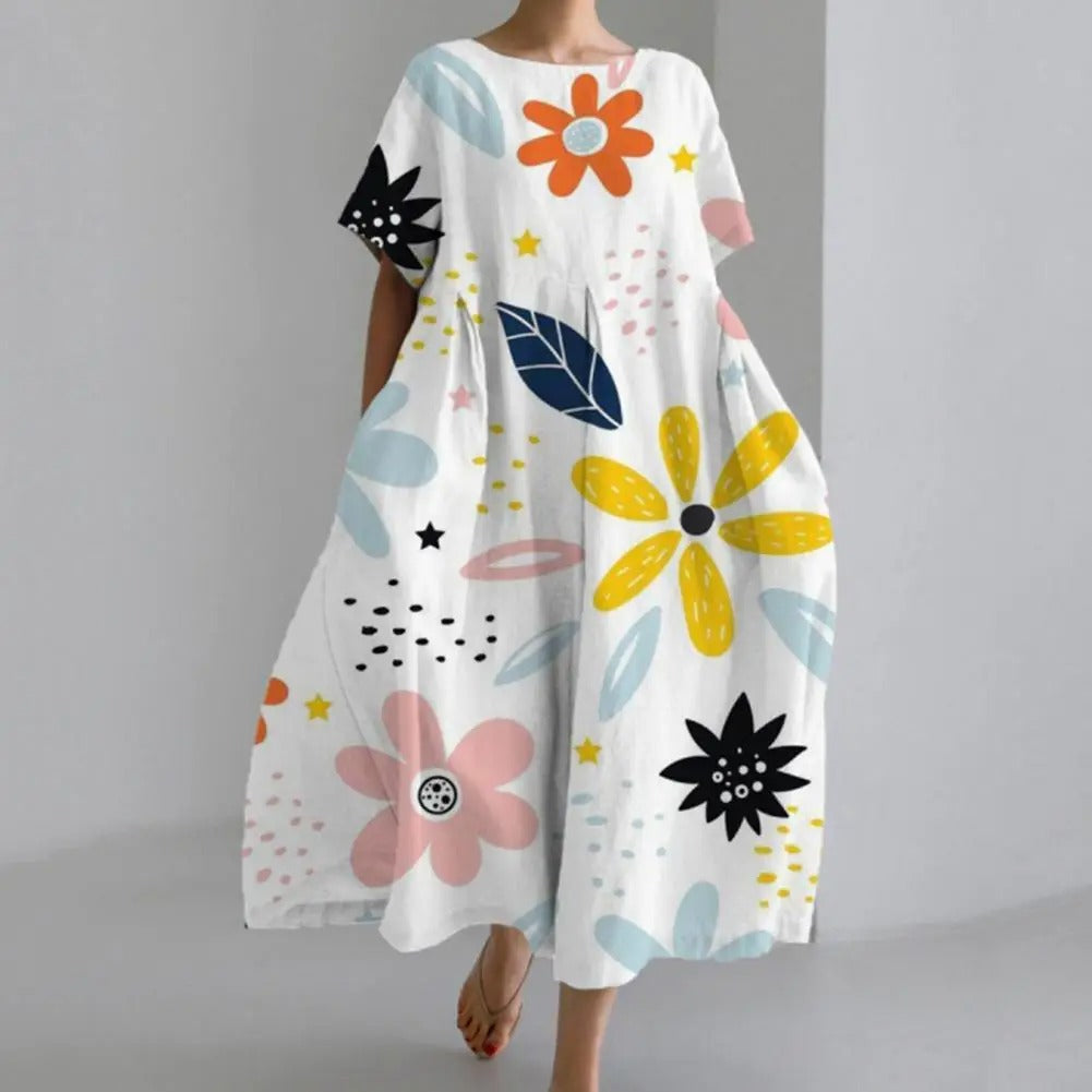 Bloemenjurk Midi Zomerjurk Vrouwelijk Model - Mode Vibes