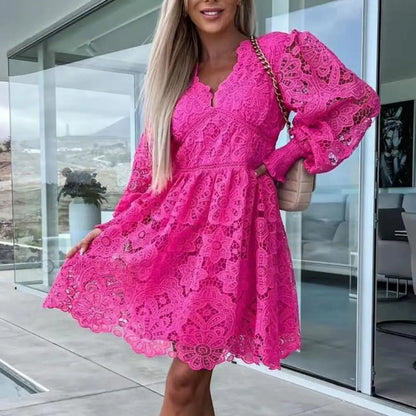 A-lijn Kanten Midi Jurk Elegante Zomerjurk voor Vrouw - Mode Vibes