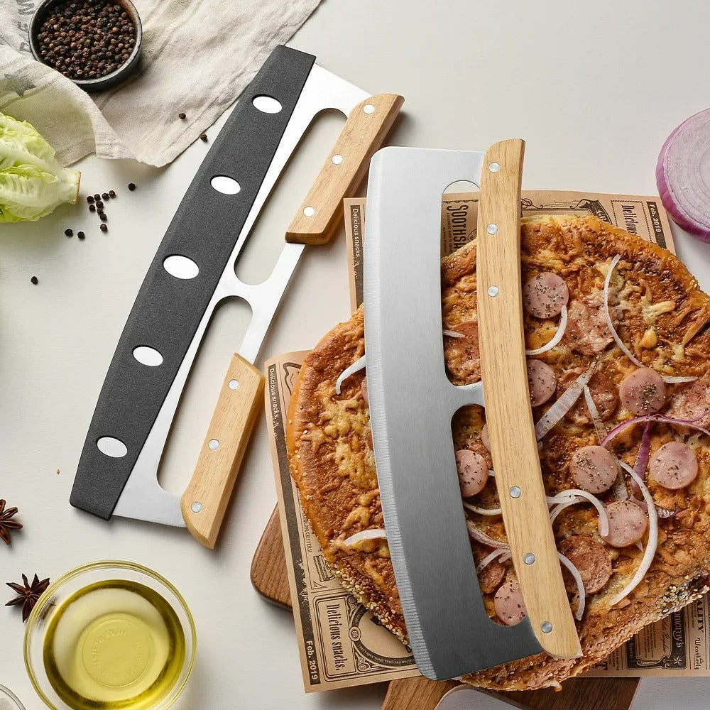 Pizzasnijder Roestvrijstaal 35 cm Gebogen Mes voor Eenvoudig Snijden