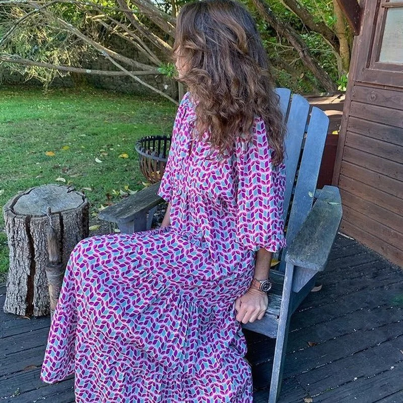 Jurk Geometrische Print Vrouwelijke Zomerjurk