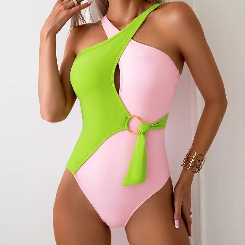 Dames Badpak met Contrasterende Kleuren