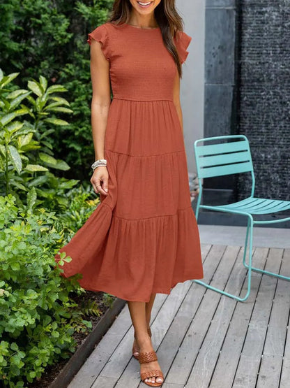 Zomerjurk Ruches Vrouwelijke Taille Jurk