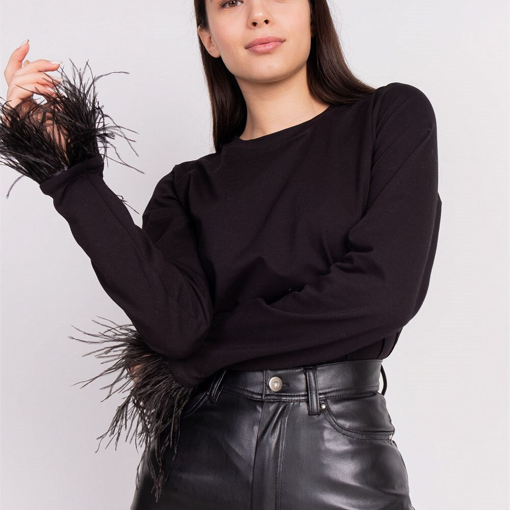 Dames T-Shirt Lange Mouwen Zwart Noa - Mode Vibes