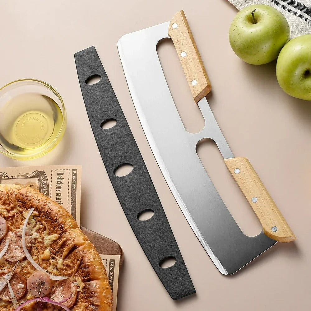 Pizzasnijder Roestvrijstaal 35 cm Gebogen Mes voor Eenvoudig Snijden