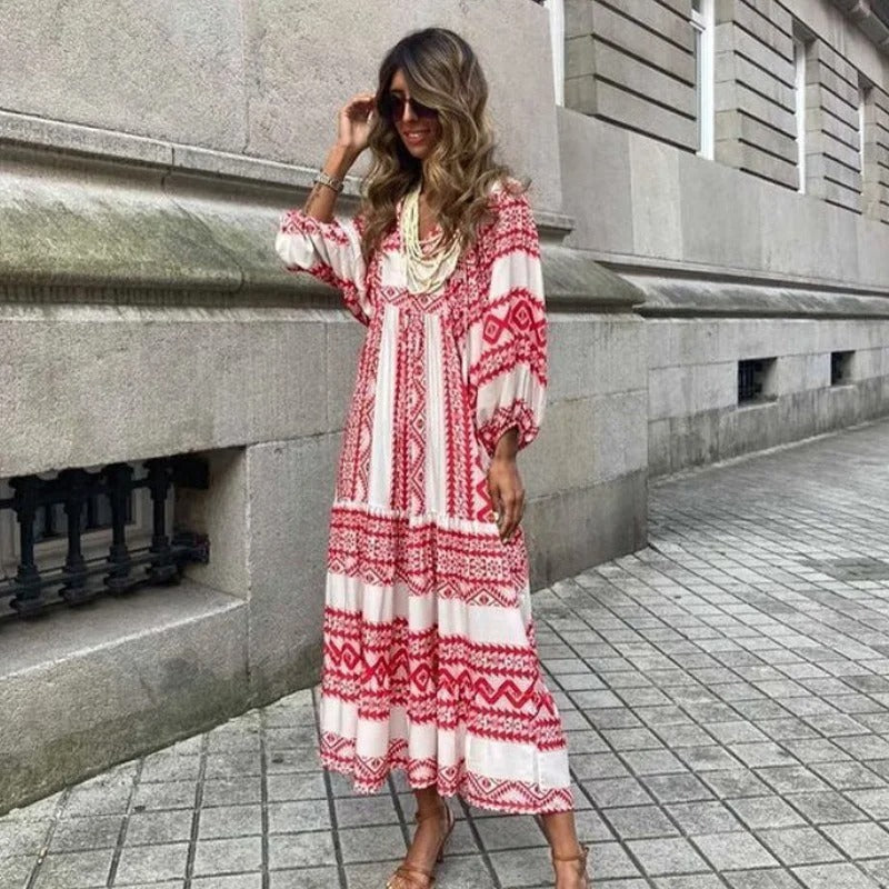 Jurk Geometrische Print Vrouwelijke Zomerjurk