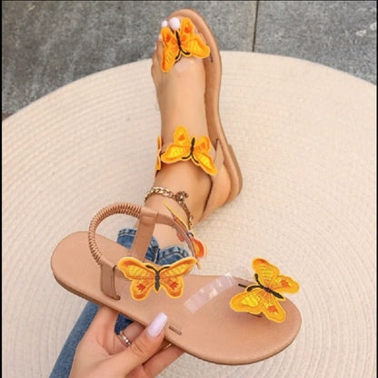 Vrouwensandalen Platte Zomerschoenen met Vlinderdecoratie