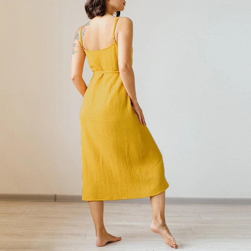 Mouwloze Zomerjurk V-hals Crêpe Jurk voor Vrouw