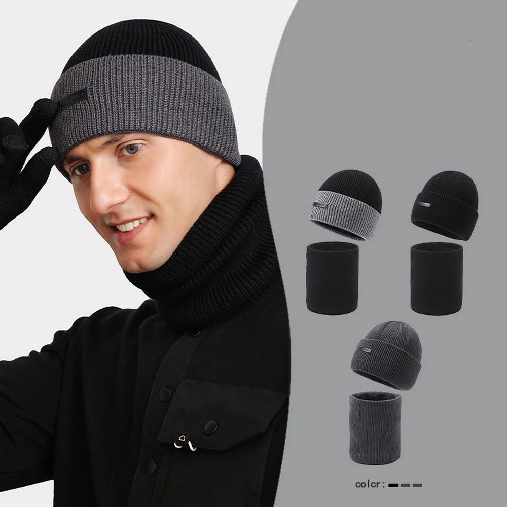Wollen Herenmuts en Sjaal Set Gebreid Warm - Mode Vibes