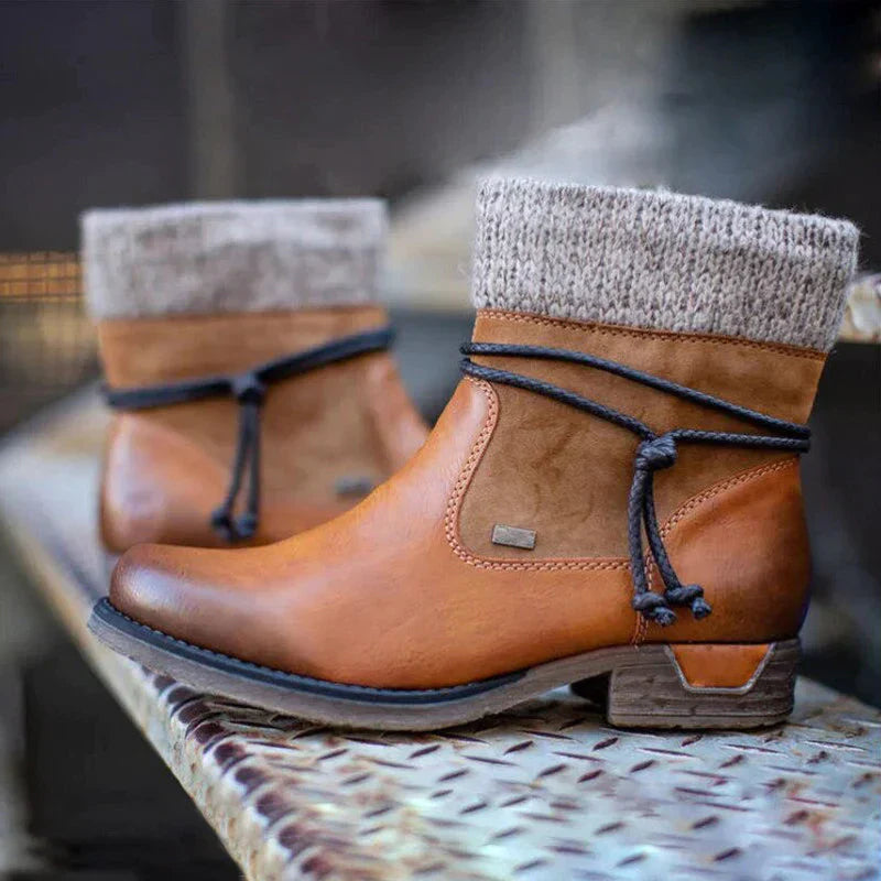 Leren Enkellaarsjes Herfst Bruin Damesschoenen - Mode Vibes