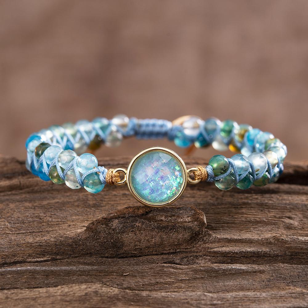 Blauwe Opaal Armband met Glitter Effect