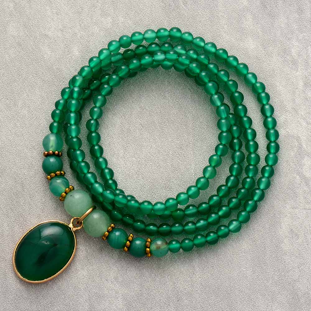 Groene Onyx Ketting Kalmerend Vintage Sieraad