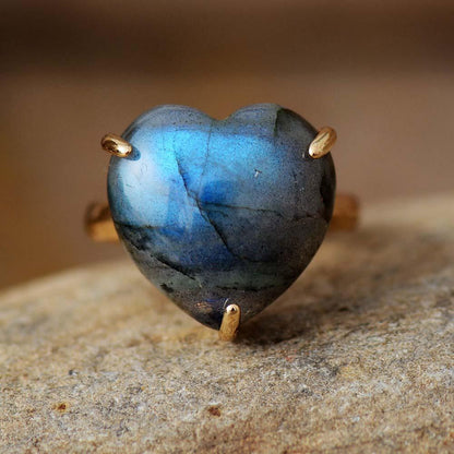Edelsteen Ring Genezing Hart Selena Zilver - Mode Vibes