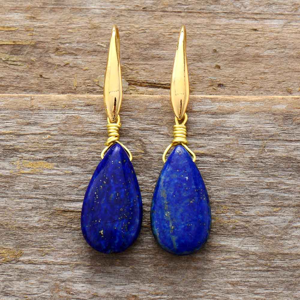 Blauwe Lapis Oorbellen met Zilveren Hanger