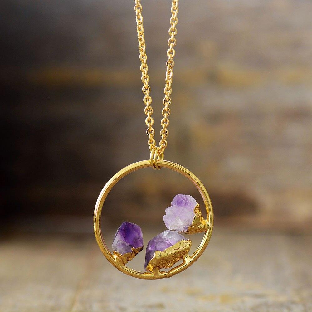 Amethist Ketting Ruwe Steen Minimalistisch Zilver - Mode Vibes