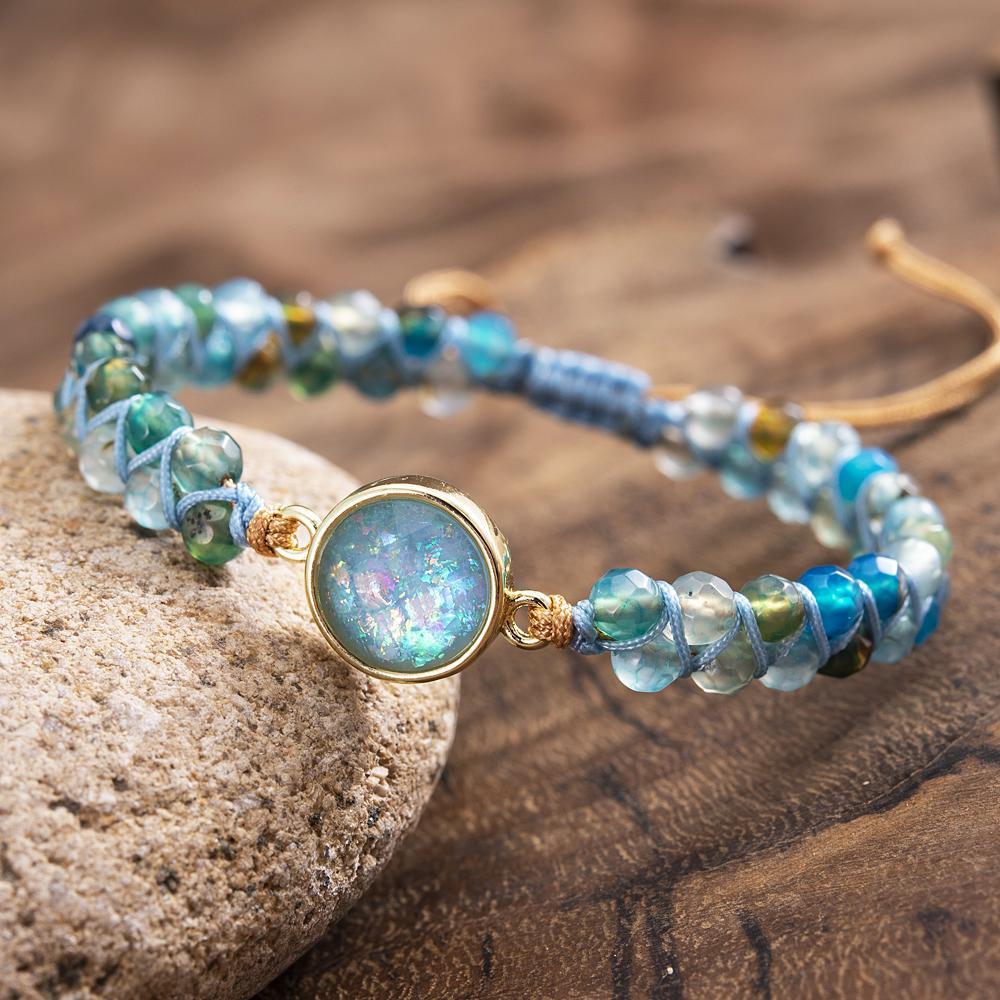 Blauwe Opaal Armband met Glitter Effect - Mode Vibes