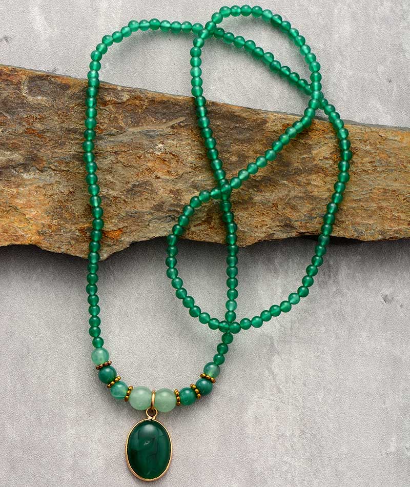 Groene Onyx Ketting Kalmerend Vintage Sieraad