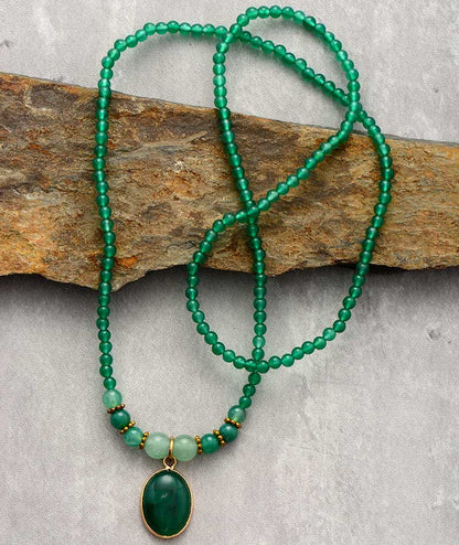 Groene Onyx Ketting Kalmerend Vintage Sieraad