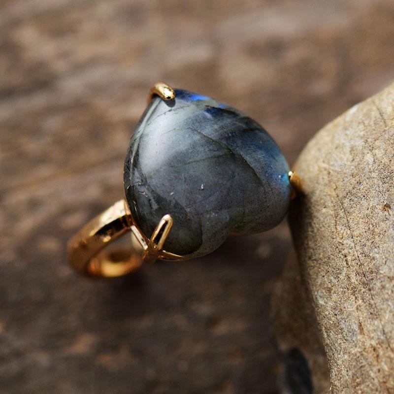 Edelsteen Ring Genezing Hart Selena Zilver
