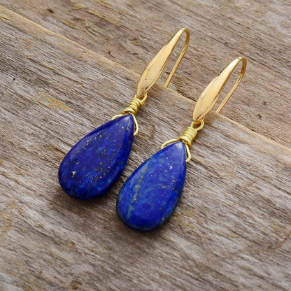 Blauwe Lapis Oorbellen met Zilveren Hanger