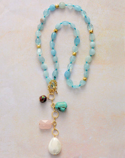 Mala Ketting Oceaan Blauw Edelsteen Halsketting